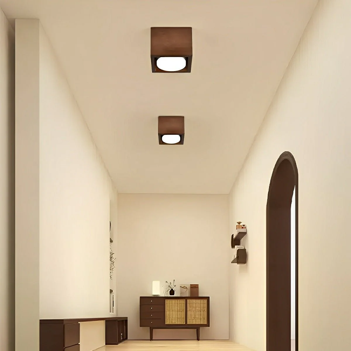 Modern Minimalist Wood Square LED Indoor Ceiling Spot Light - Image 14
