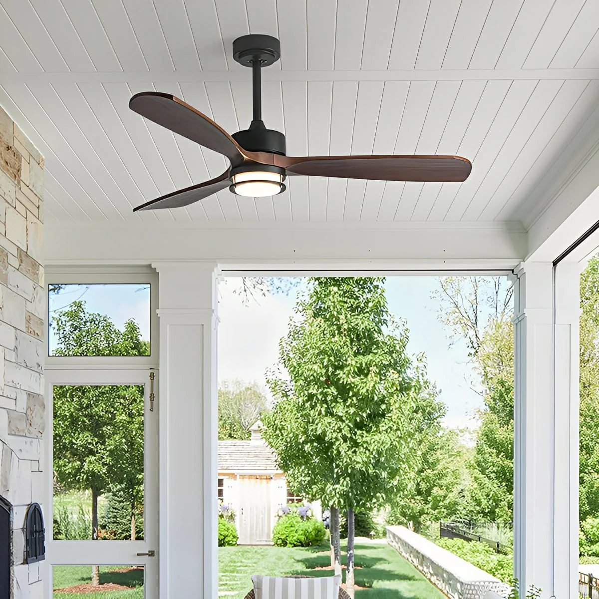 Modern Scandinavian Wood DC Motor Reverse Full-Spectrum LED Ceiling Fan Lights - Image 2