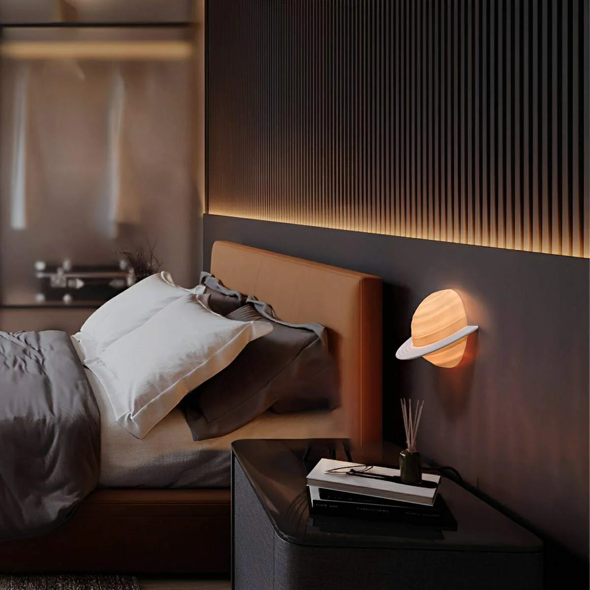 Modern Semicircle Saturn 3D Planet LED Indoor Wall Lights - Image 6