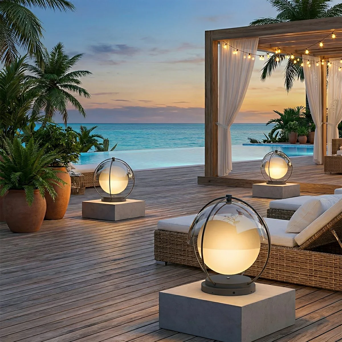 Modern Waterproof Globe Planet LED Outdoor Post Lights - Image 2