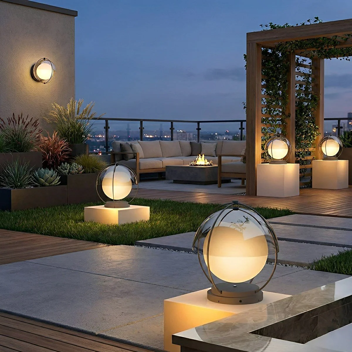 Modern Waterproof Globe Planet LED Outdoor Post Lights - Image 3