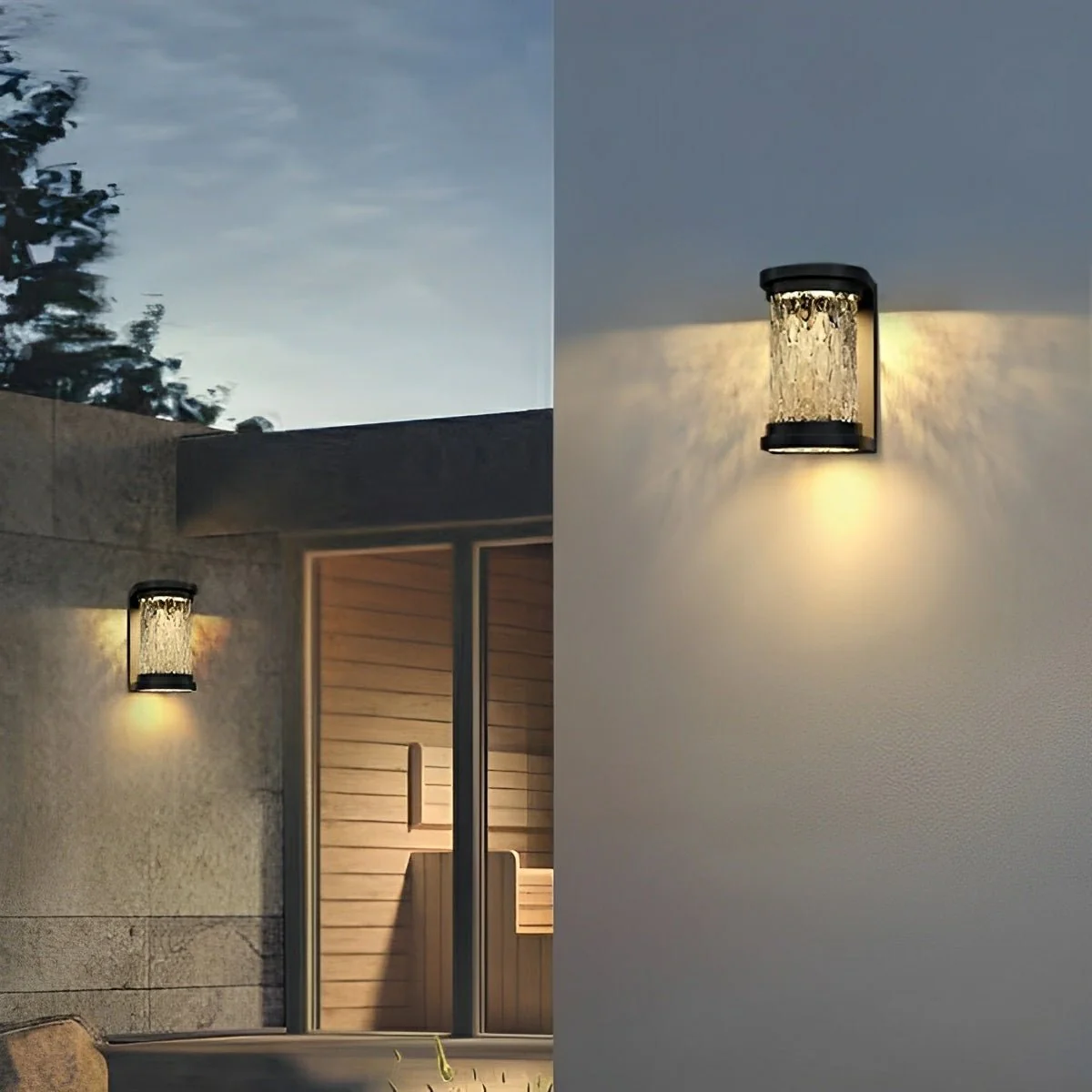 Modern Waterproof Stainless Steel Water Glass Outdoor LED Porch Wall Lights - Image 2