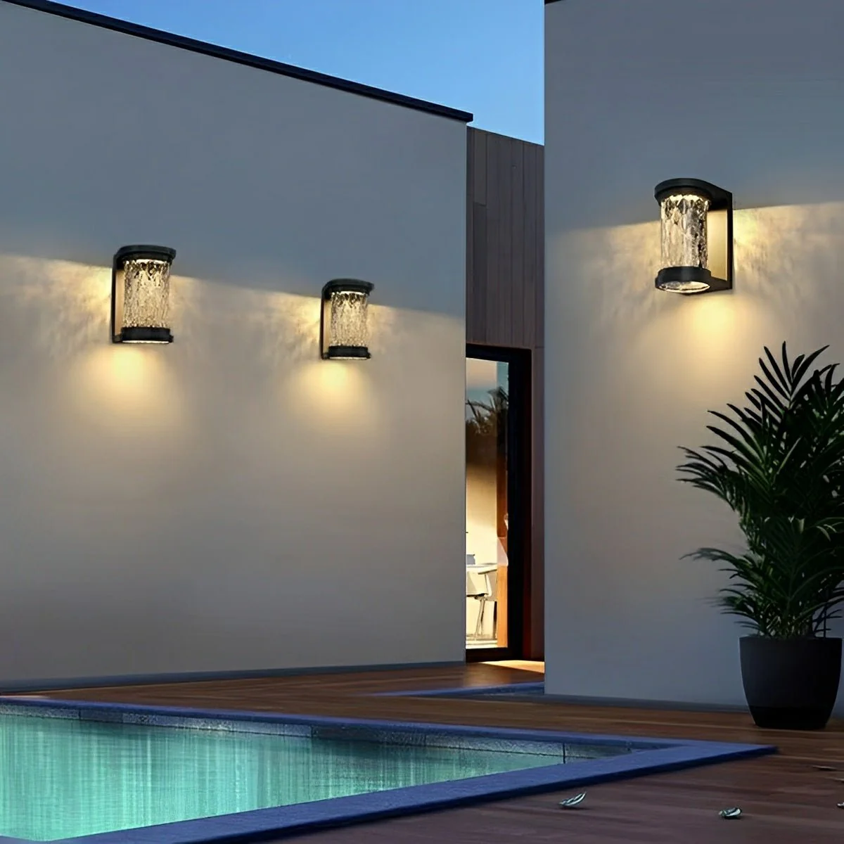 Modern Waterproof Stainless Steel Water Glass Outdoor LED Porch Wall Lights - Image 7