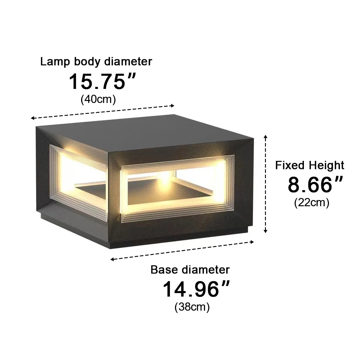 Rectangular Modern Stainless Steel Waterproof LED Outdoor Post Lights - Image 16