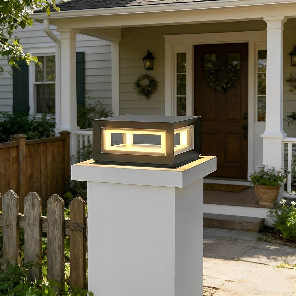 Rectangular Modern Stainless Steel Waterproof LED Outdoor Post Lights - Image 3