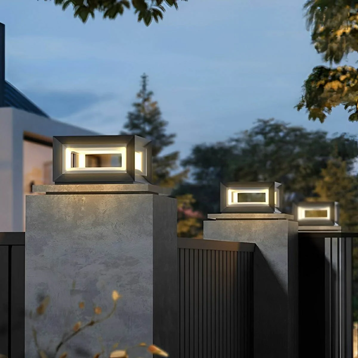 Rectangular Modern Stainless Steel Waterproof LED Outdoor Post Lights - Image 4