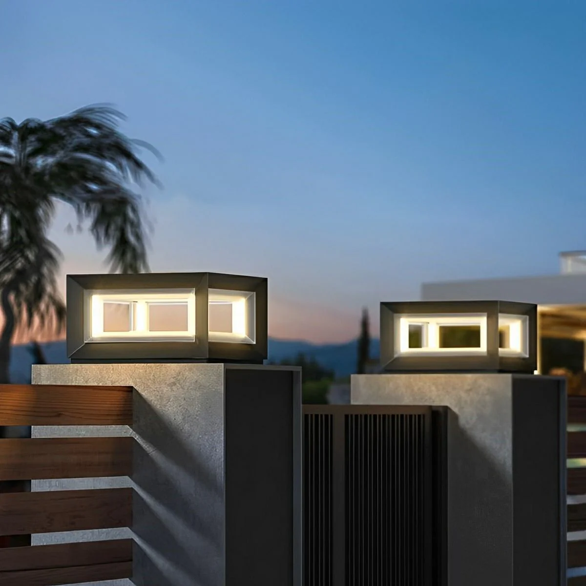 Rectangular Modern Stainless Steel Waterproof LED Outdoor Post Lights - Image 5