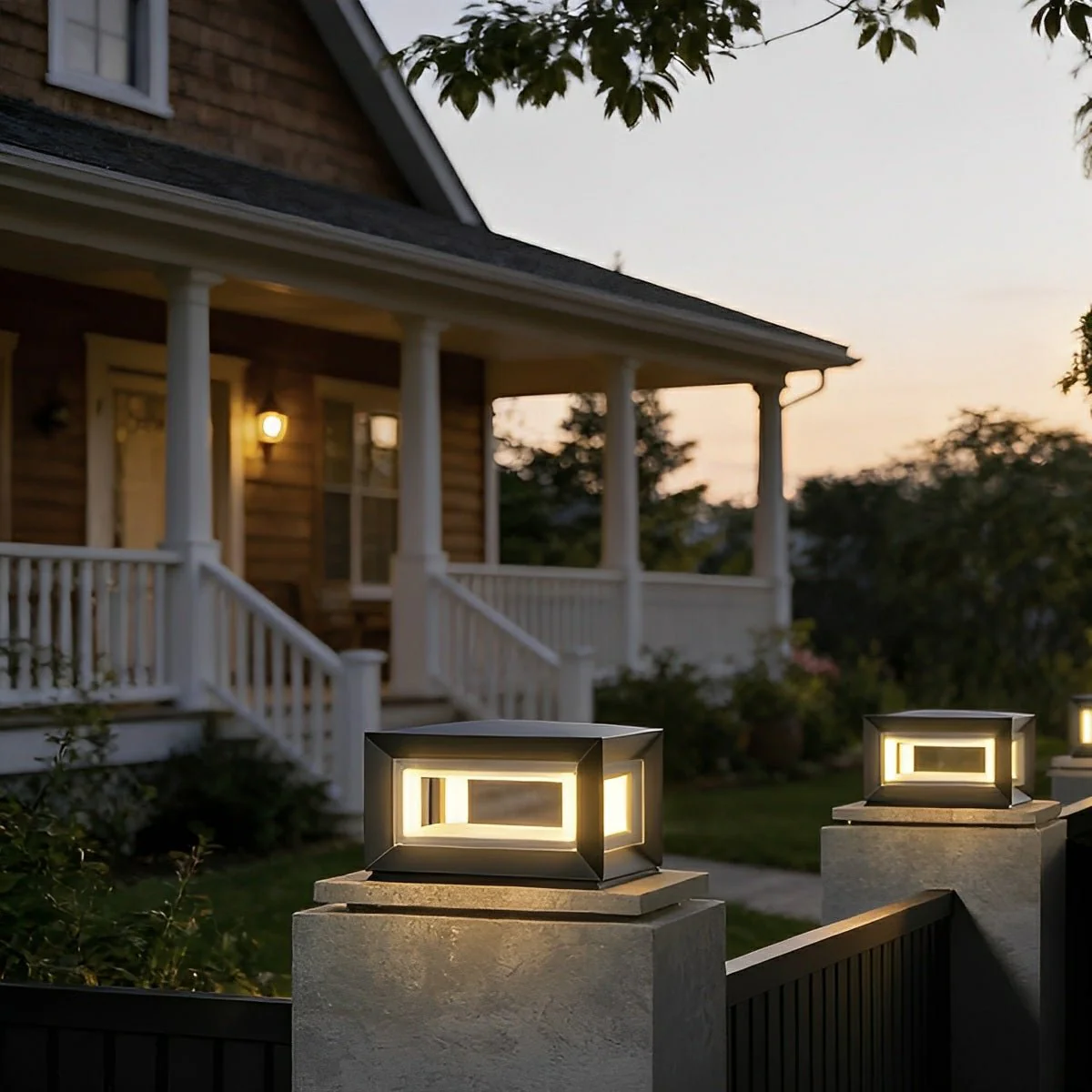 Rectangular Modern Stainless Steel Waterproof LED Outdoor Post Lights - Image 6