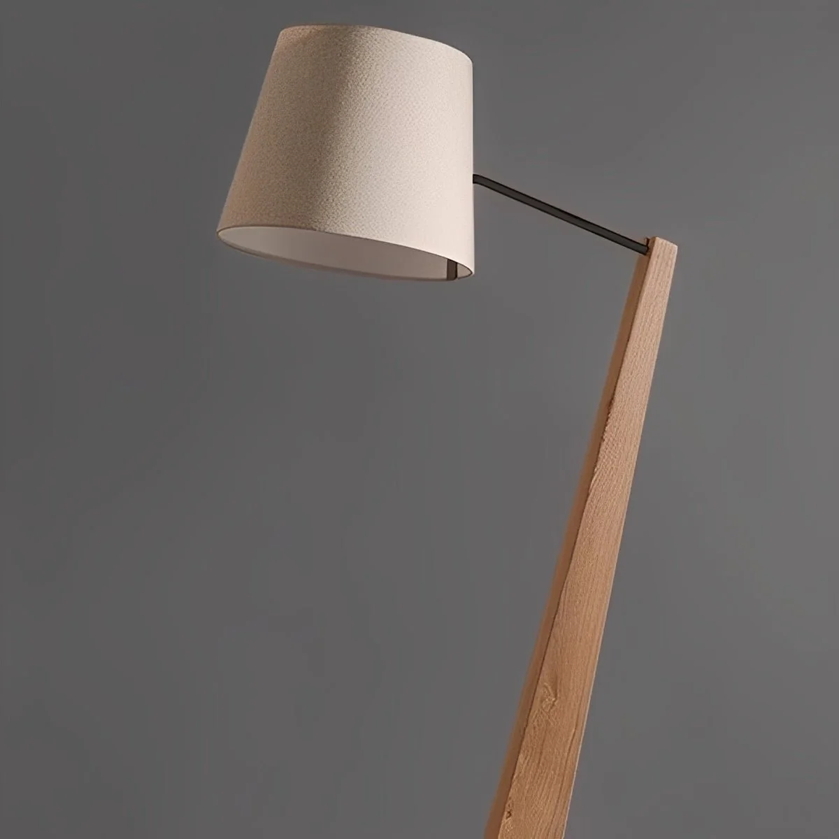 Modern Tilt Wood Fabric Drum Shade Floor Lamp - Image 8