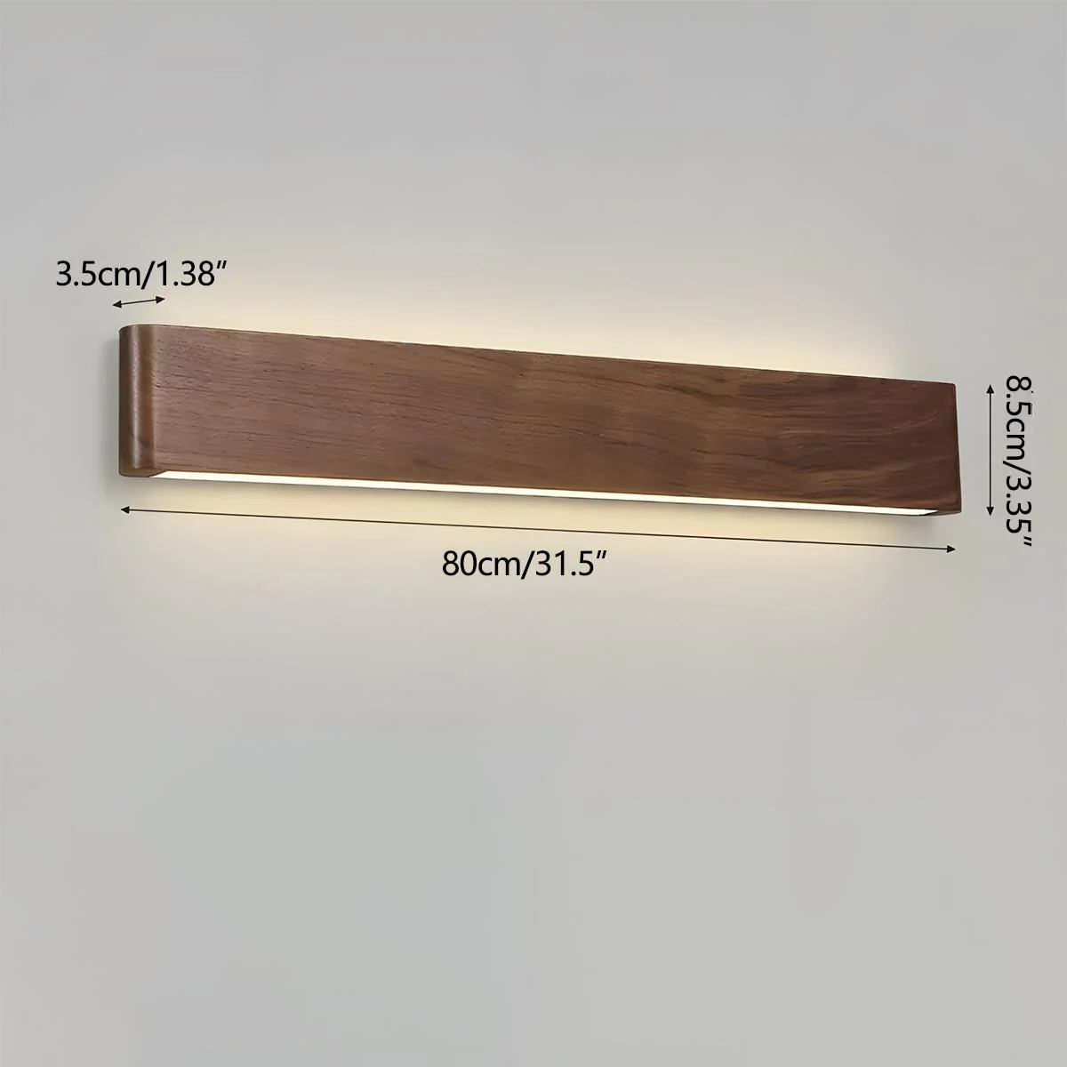 Modern Walnut Solid Wood Rectangular LED Indoor Wall Sconce - Image 12