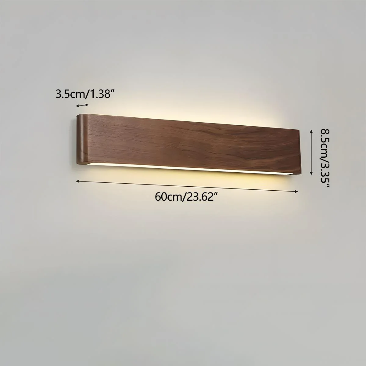 Modern Walnut Solid Wood Rectangular LED Indoor Wall Sconce - Image 13