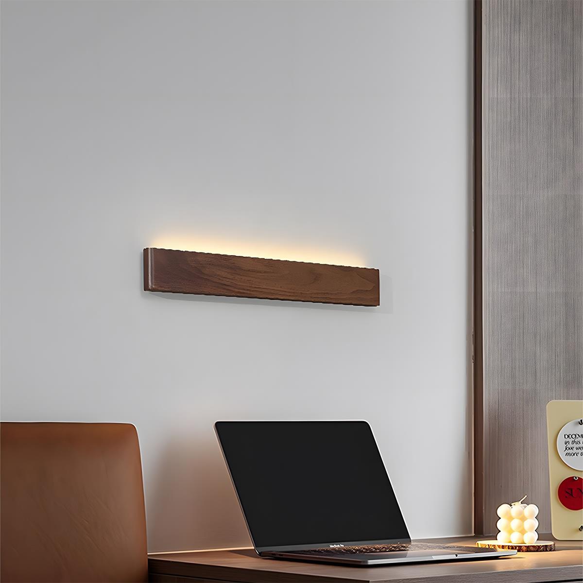 Modern Walnut Solid Wood Rectangular LED Indoor Wall Sconce - Image 9