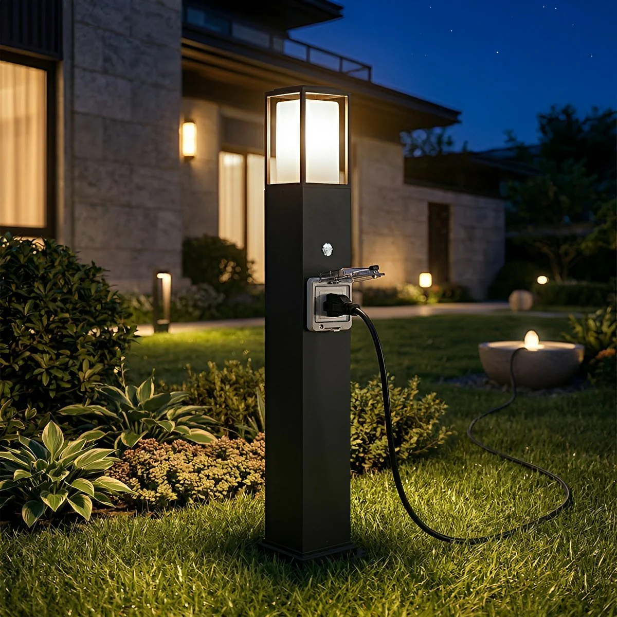 Modern Waterproof Outdoor LED Landscape Path Lights with Socket Charging Station