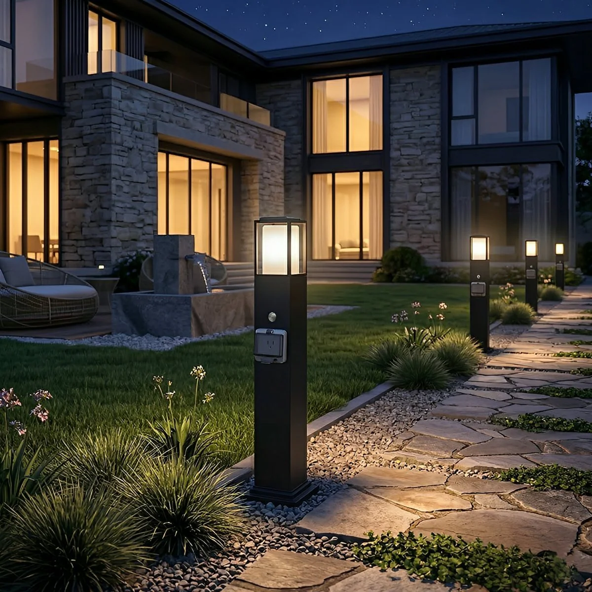Modern Waterproof Outdoor LED Landscape Path Lights with Socket Charging Station - Image 8