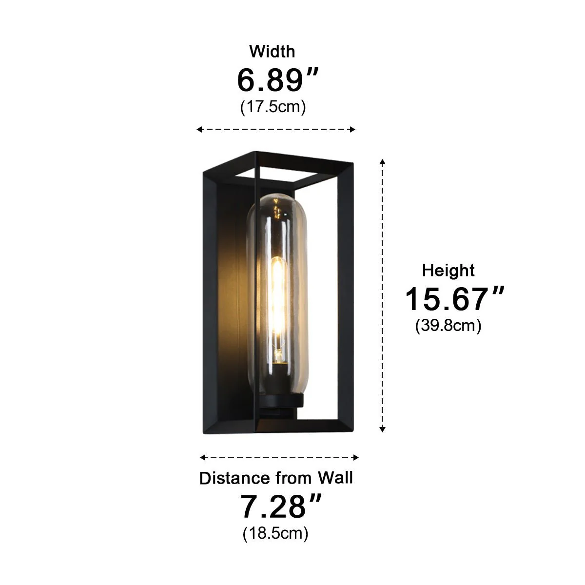 Modern Waterproof Rectangular Glass-Lampshade Outdoor LED Porch Wall Lights - Image 10