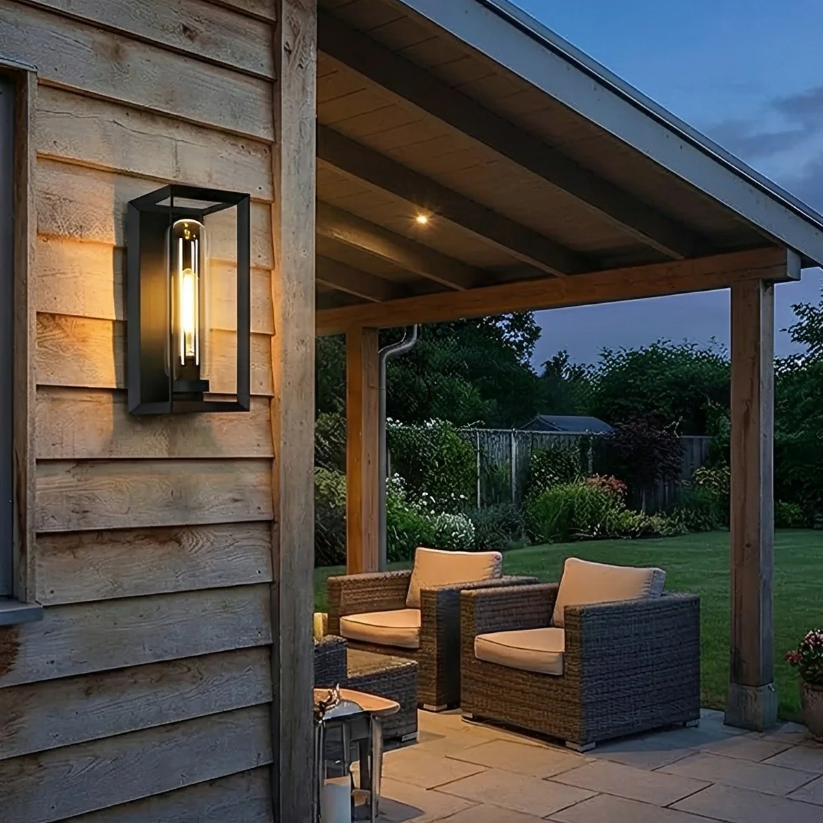 Modern Waterproof Rectangular Glass-Lampshade Outdoor LED Porch Wall Lights - Image 2