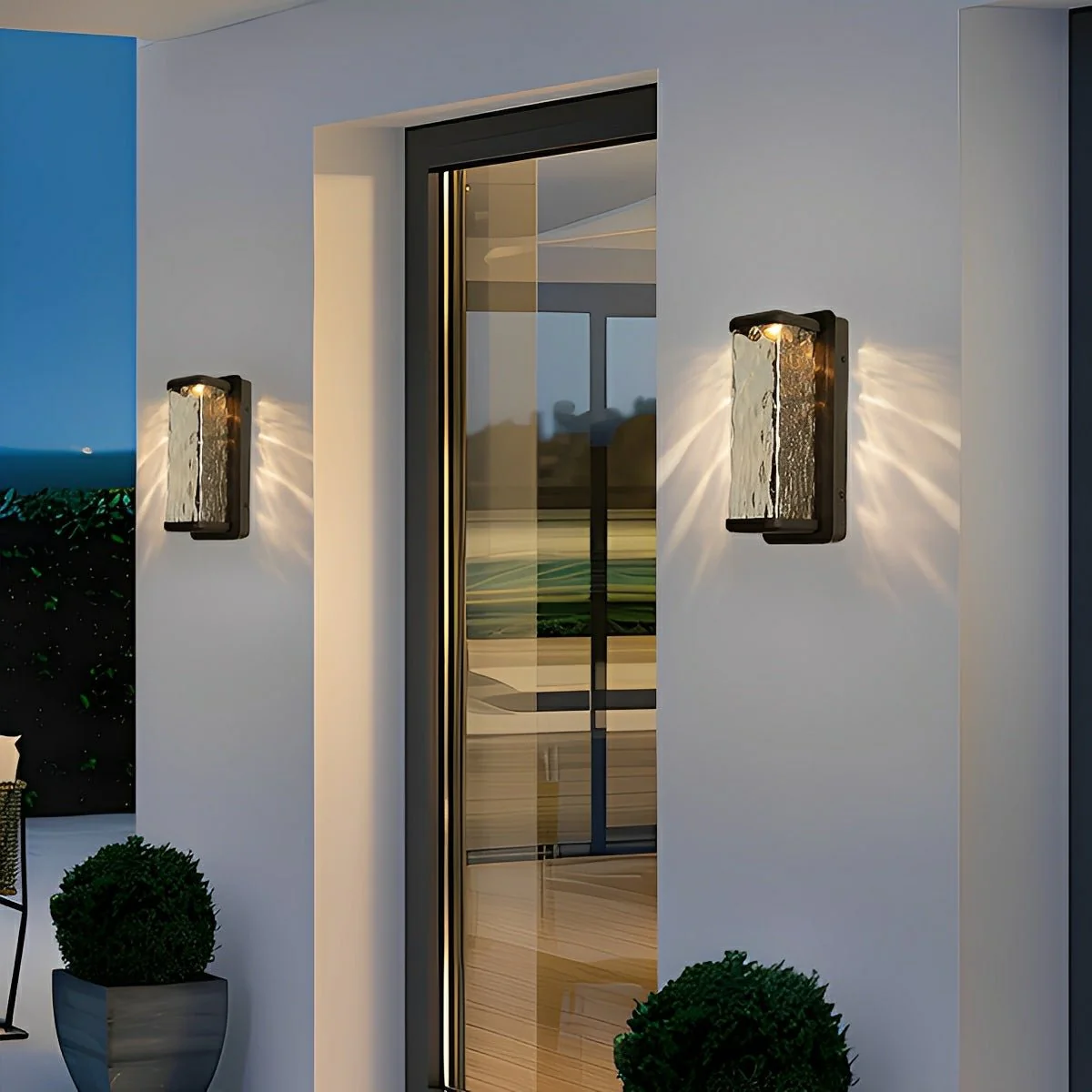 Modern Waterproof Rectangular Water Waves Outdoor LED Porch Wall Lights - Image 2