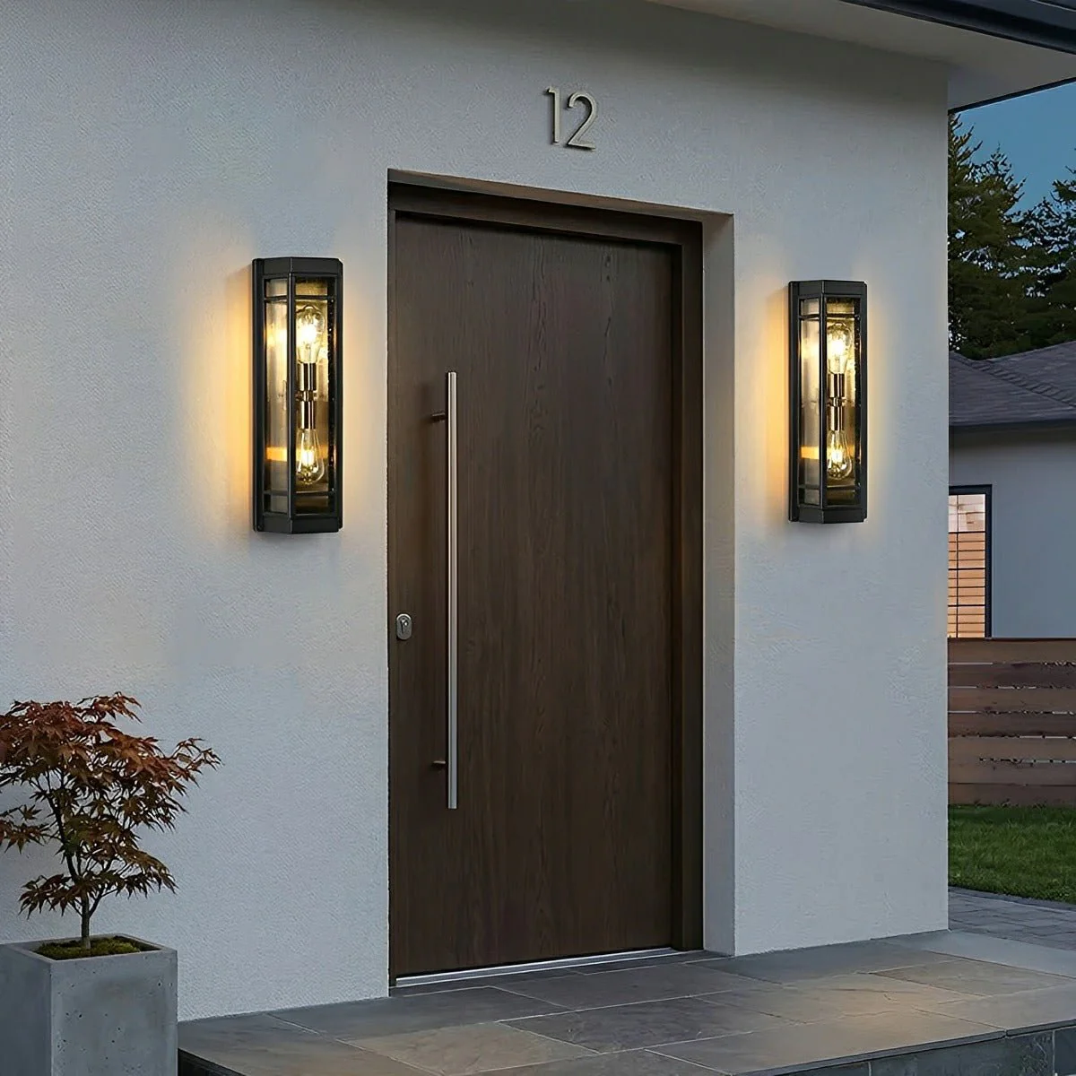 Modern Waterproof Triangle Tiered Bulbs Outdoor LED Porch Wall Lights - Image 2