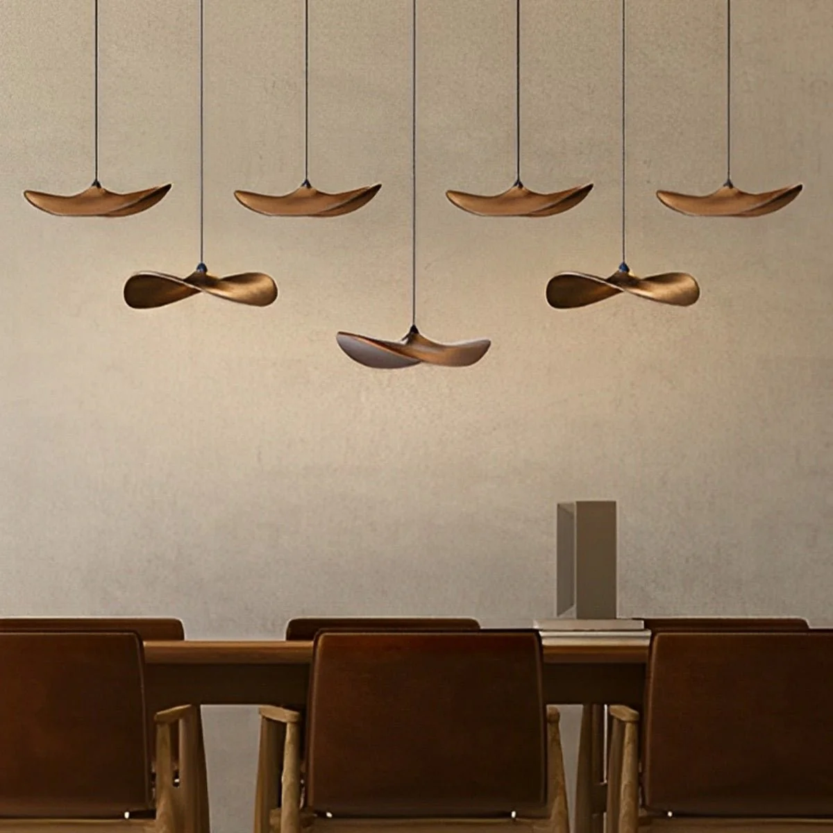 Modern Wood Natural Style Lotus Leaf LED Pendant Light - Image 15