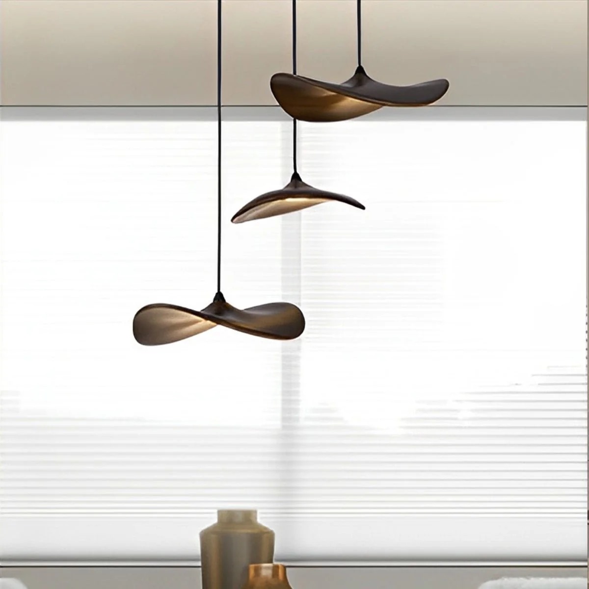 Modern Wood Natural Style Lotus Leaf LED Pendant Light - Image 18
