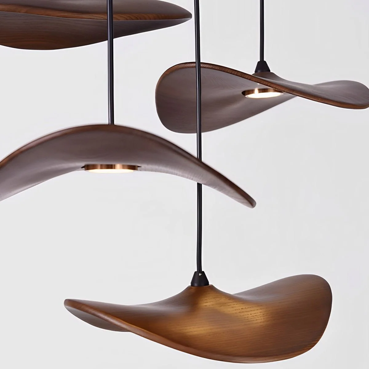 Modern Wood Natural Style Lotus Leaf LED Pendant Light - Image 19