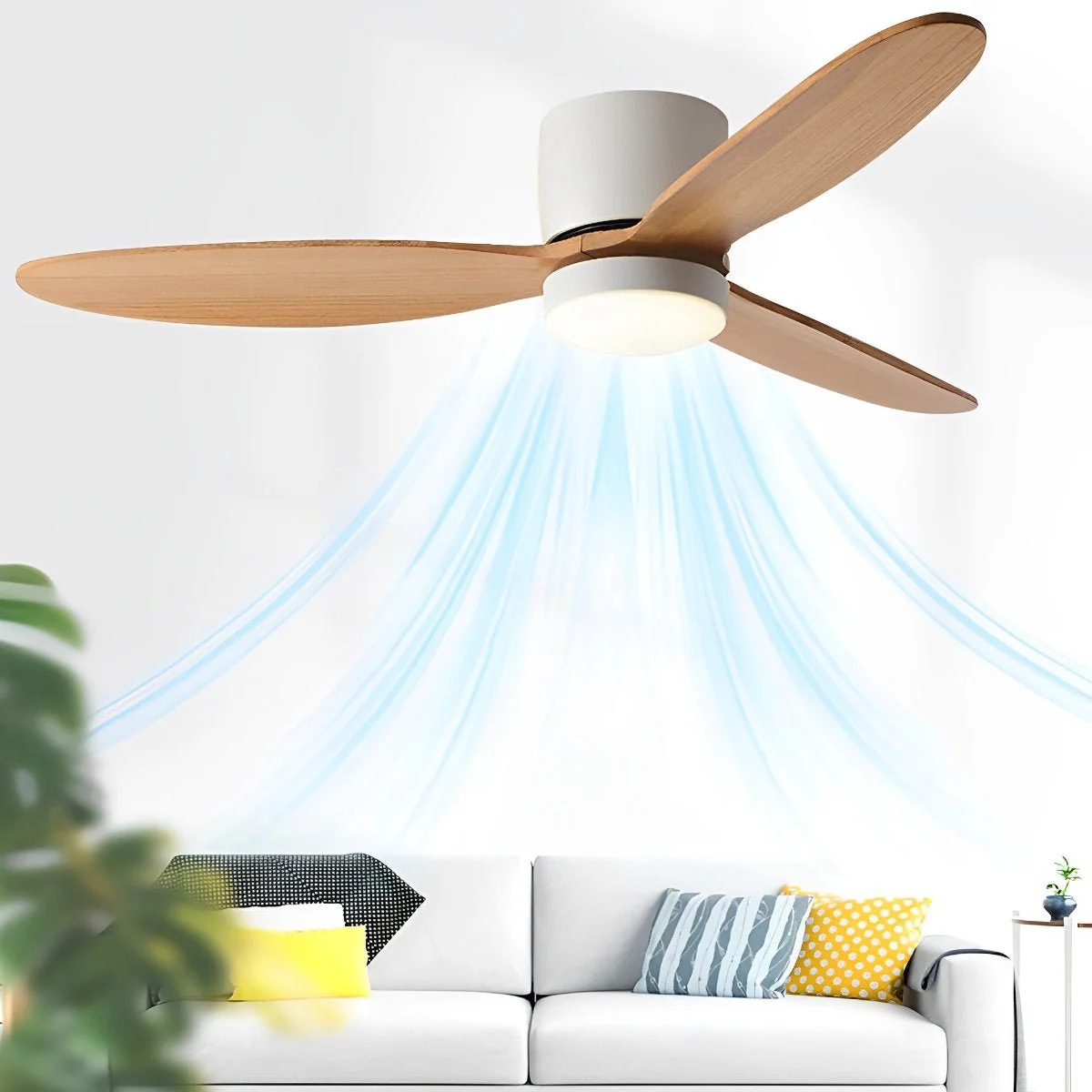LED Inverter Silent White Low Floor DC Motor Simple Ceiling Fan Light - Image 4