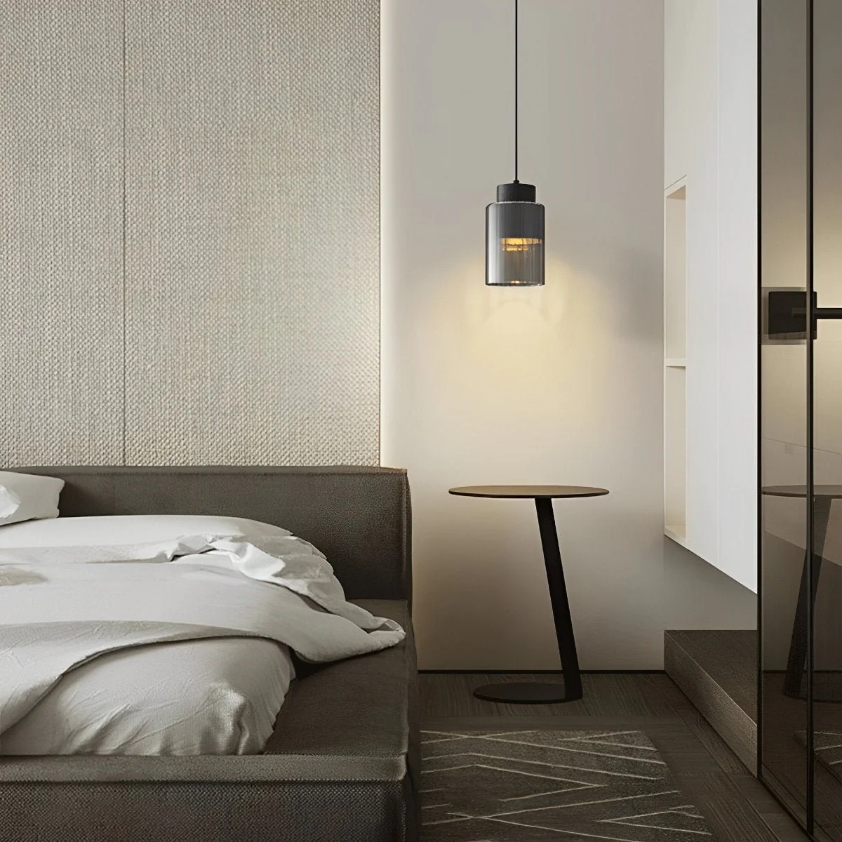 Modern Minimalist Chandelier Glass Brass Bedside Lighting - Image 3