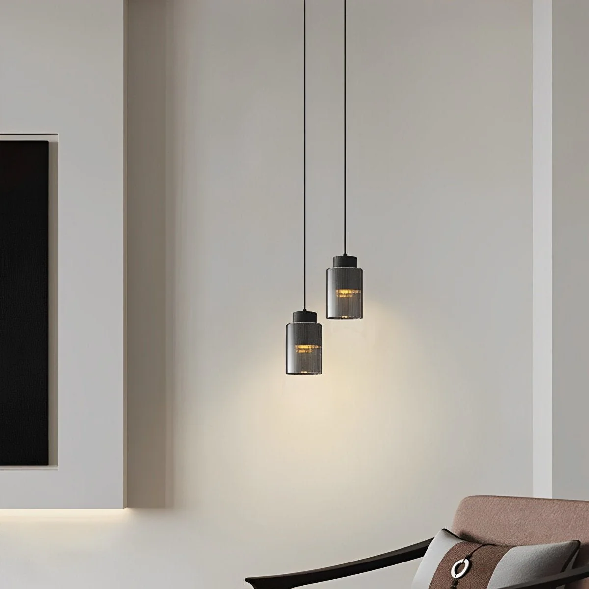 Modern Minimalist Chandelier Glass Brass Bedside Lighting - Image 4