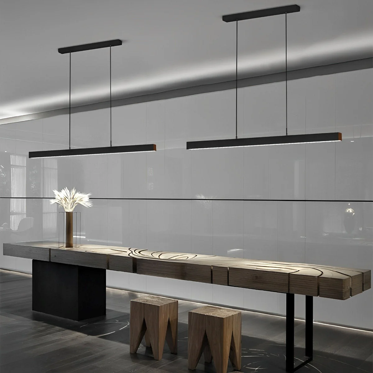 Minimalist Dimmable Pendant Light LED Long Linear Light - Image 11
