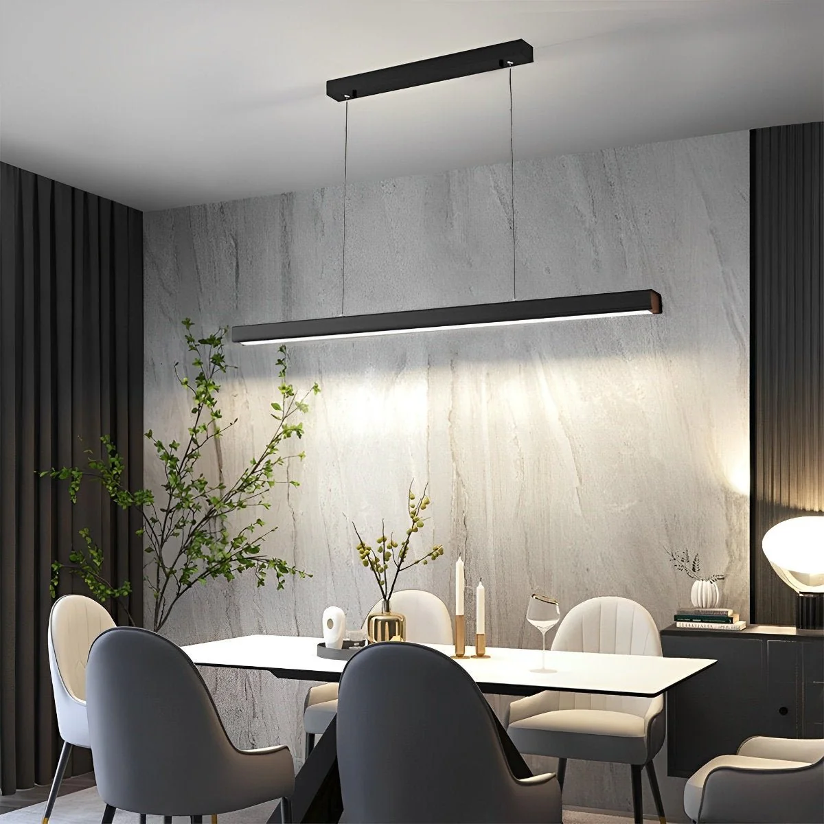 Minimalist Dimmable Pendant Light LED Long Linear Light - Image 3