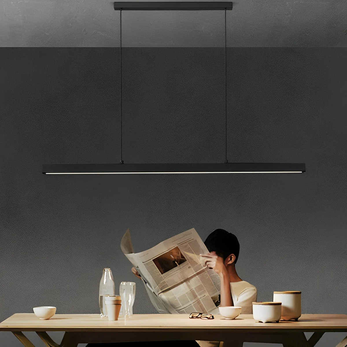 Minimalist Dimmable Pendant Light LED Long Linear Light - Image 7