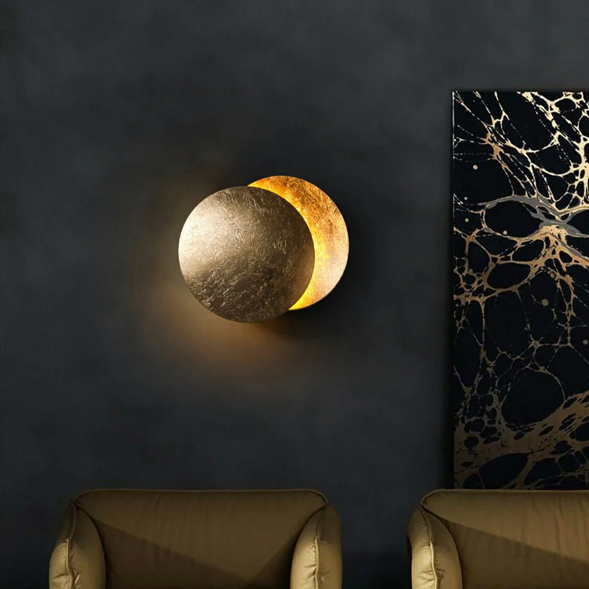 Nordic Postmodern Minimalist Moon Eclipse Creative Wall Sconce - Image 3