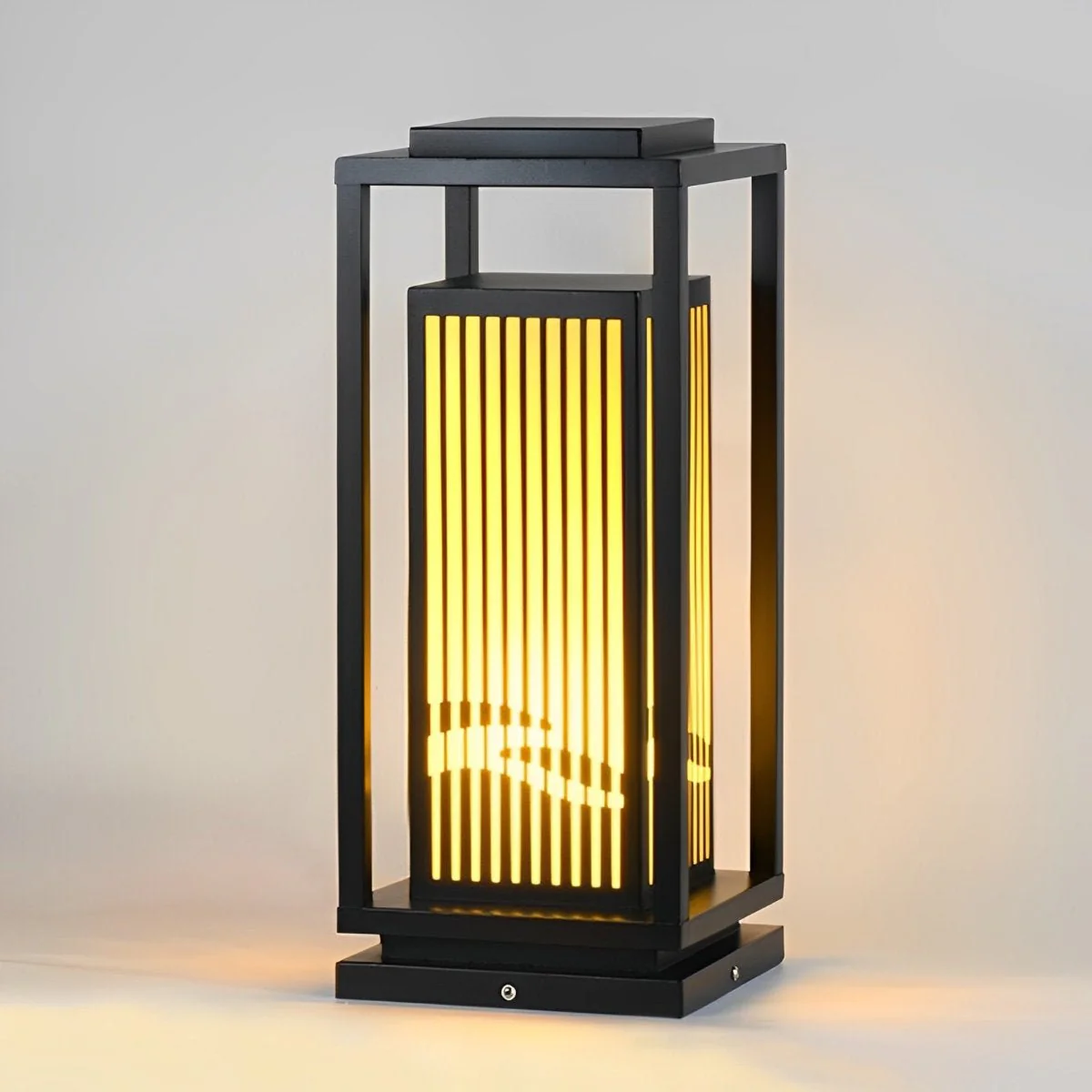 Minimalist Striped LED Black Modern Post Cap Light - Image 5