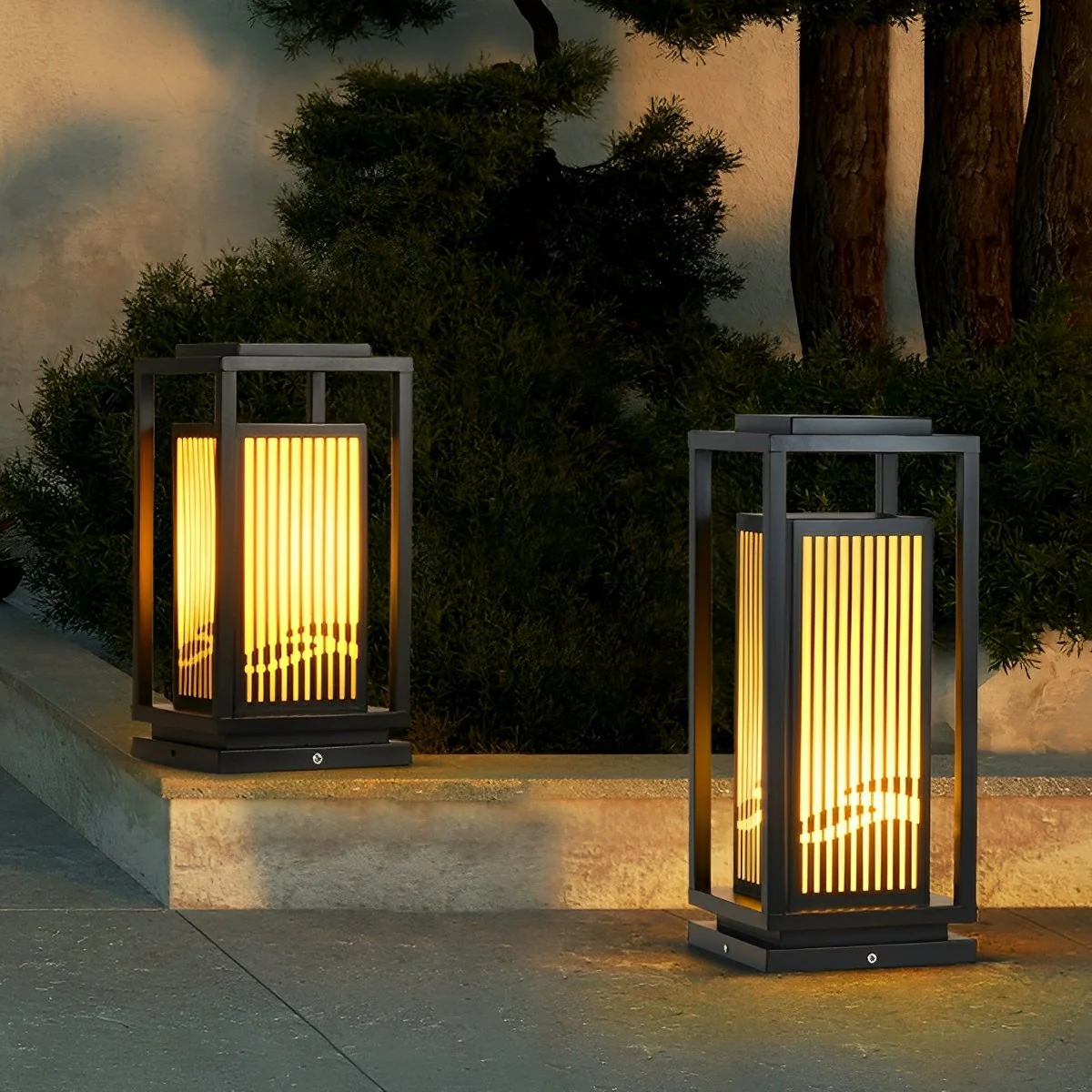 Minimalist Striped LED Black Modern Post Cap Light - Image 6