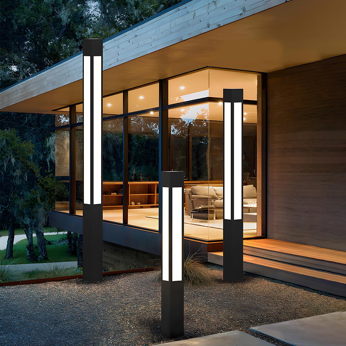 Waterproof LED Black Modern Outdoor Column Light - Image 11
