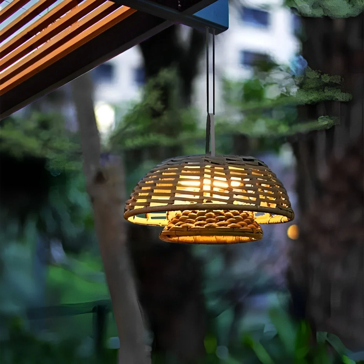 Outdoor Waterproof Hanging Lights Rattan Courtyard Patio Landscape Lamp - Image 5