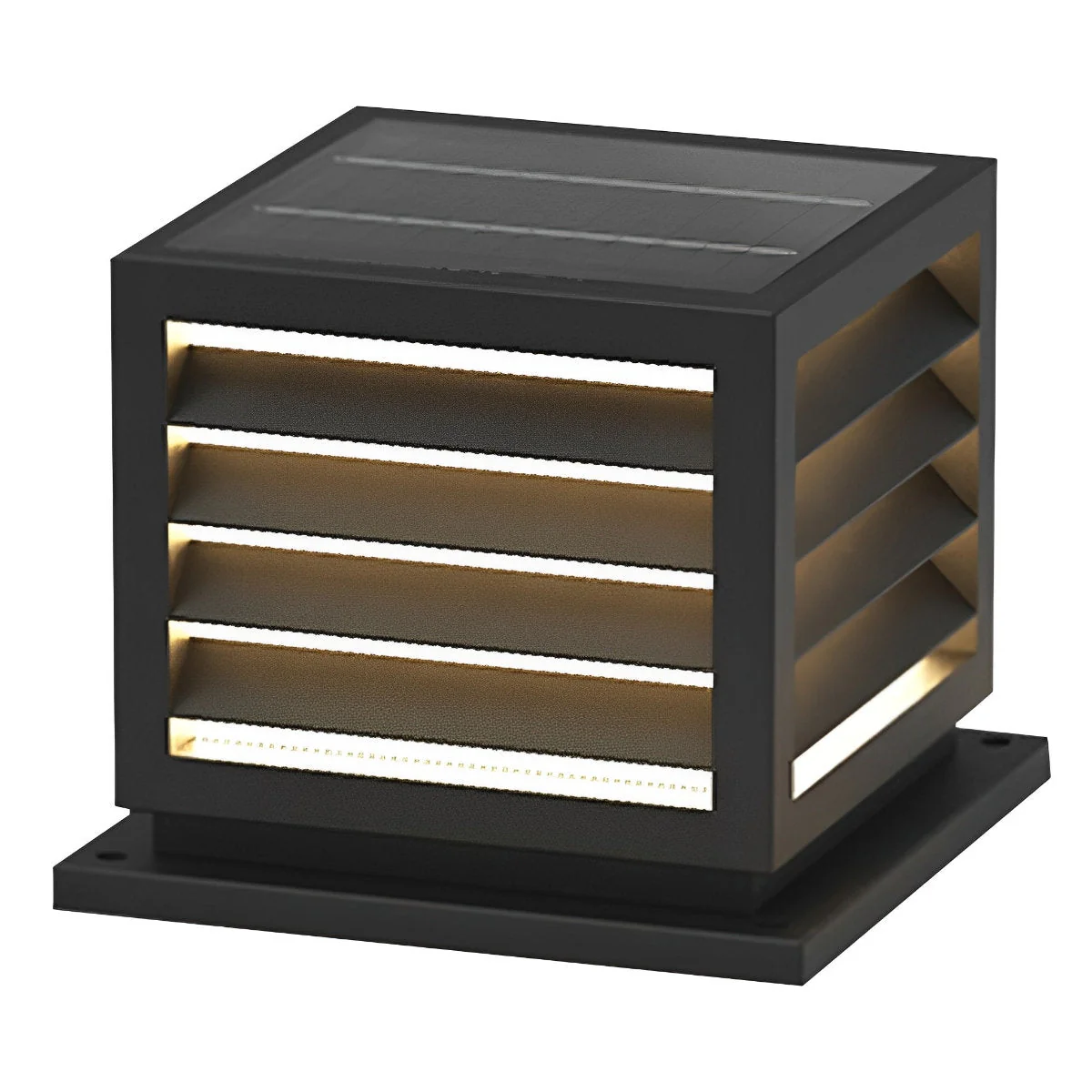 Square Outdoor Post Cap Lights Black Stripe LED Post Solar Light - Image 10