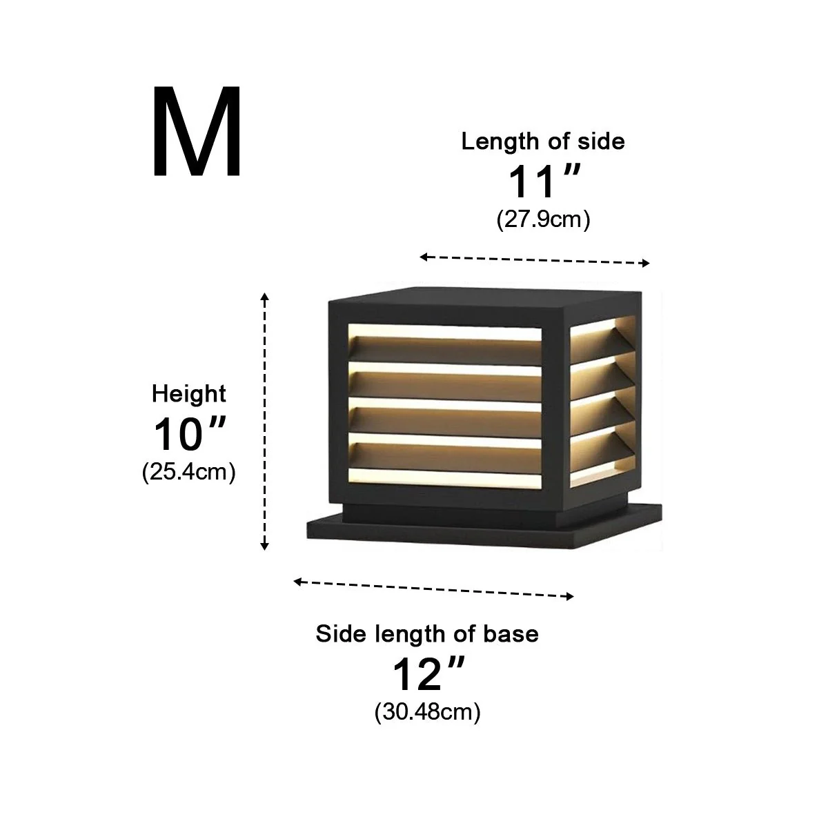 Square Outdoor Post Cap Lights Black Stripe LED Post Solar Light - Image 13