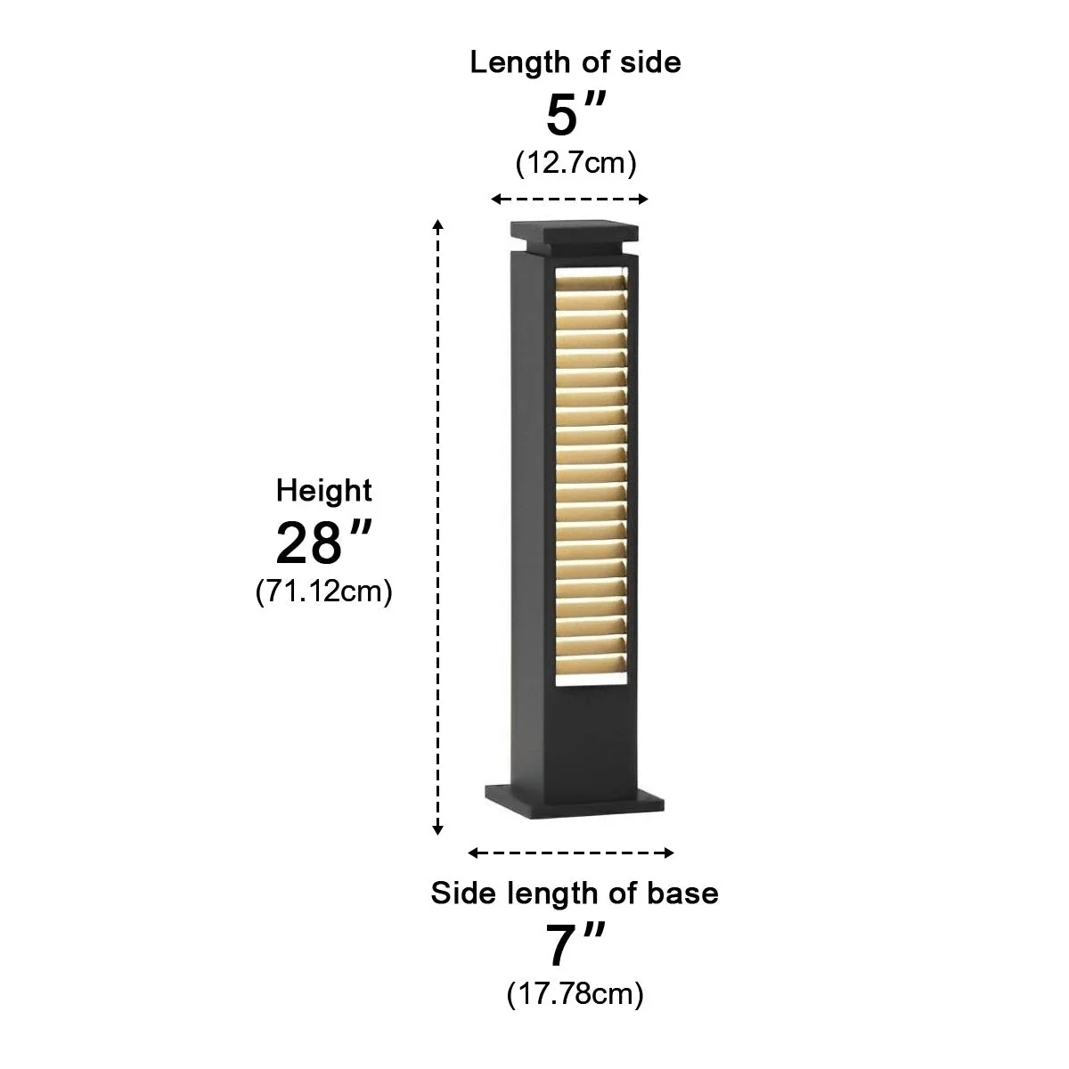 Square Outdoor Post Cap Lights Black Stripe LED Post Solar Light - Image 15