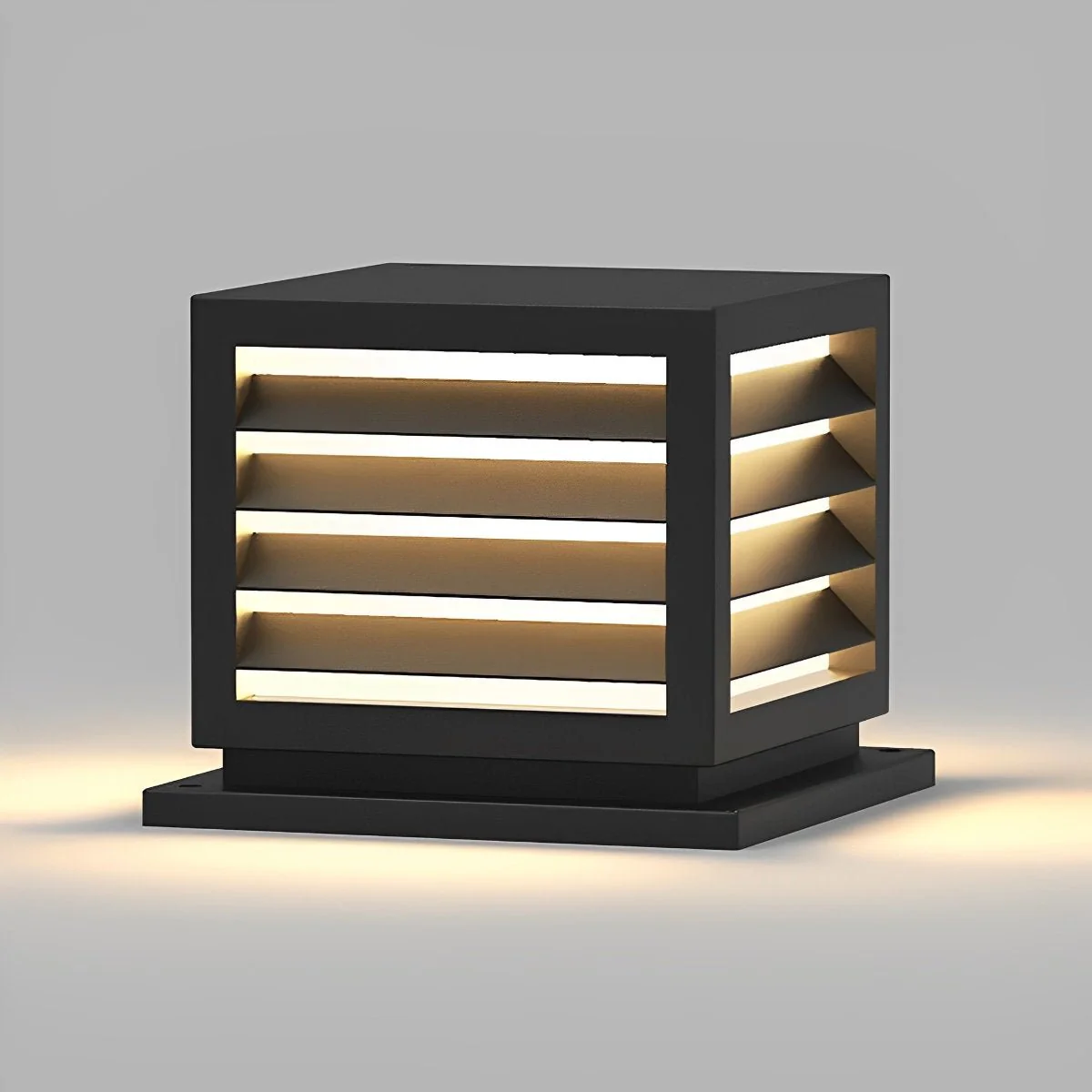 Square Outdoor Post Cap Lights Black Stripe LED Post Solar Light - Image 7
