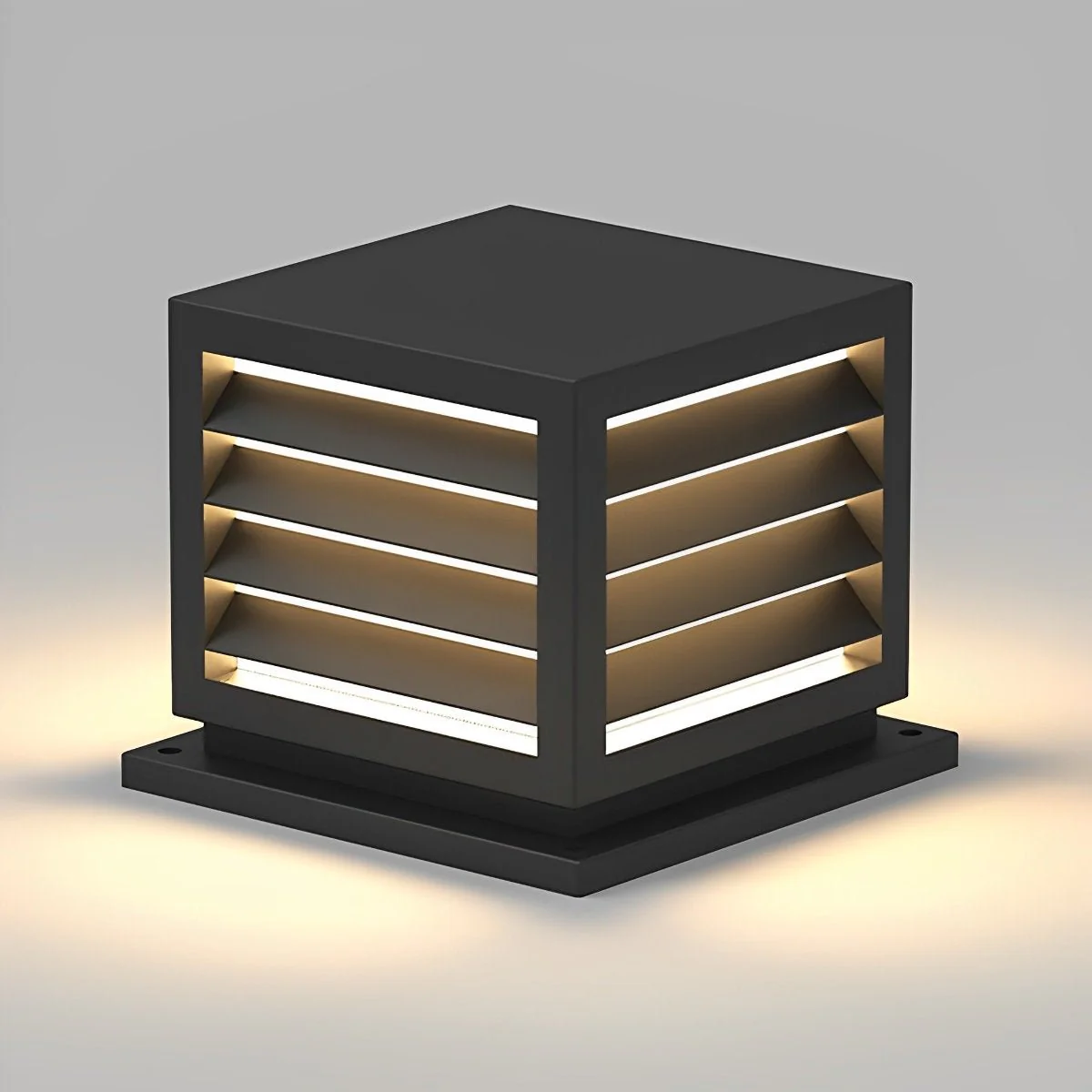 Square Outdoor Post Cap Lights Black Stripe LED Post Solar Light - Image 8