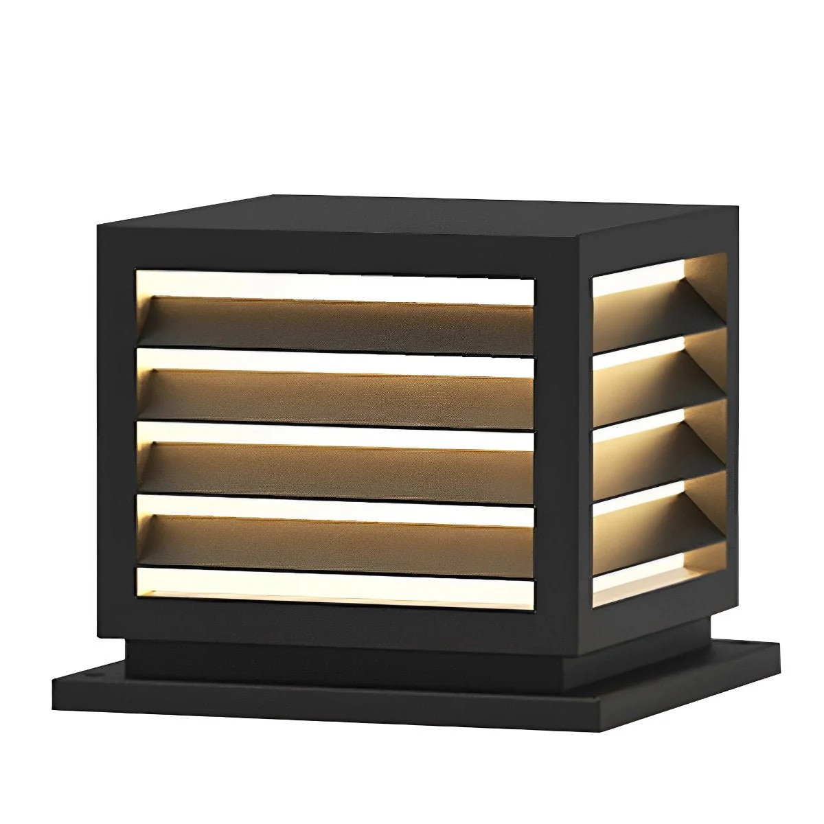 Square Outdoor Post Cap Lights Black Stripe LED Post Solar Light - Image 9
