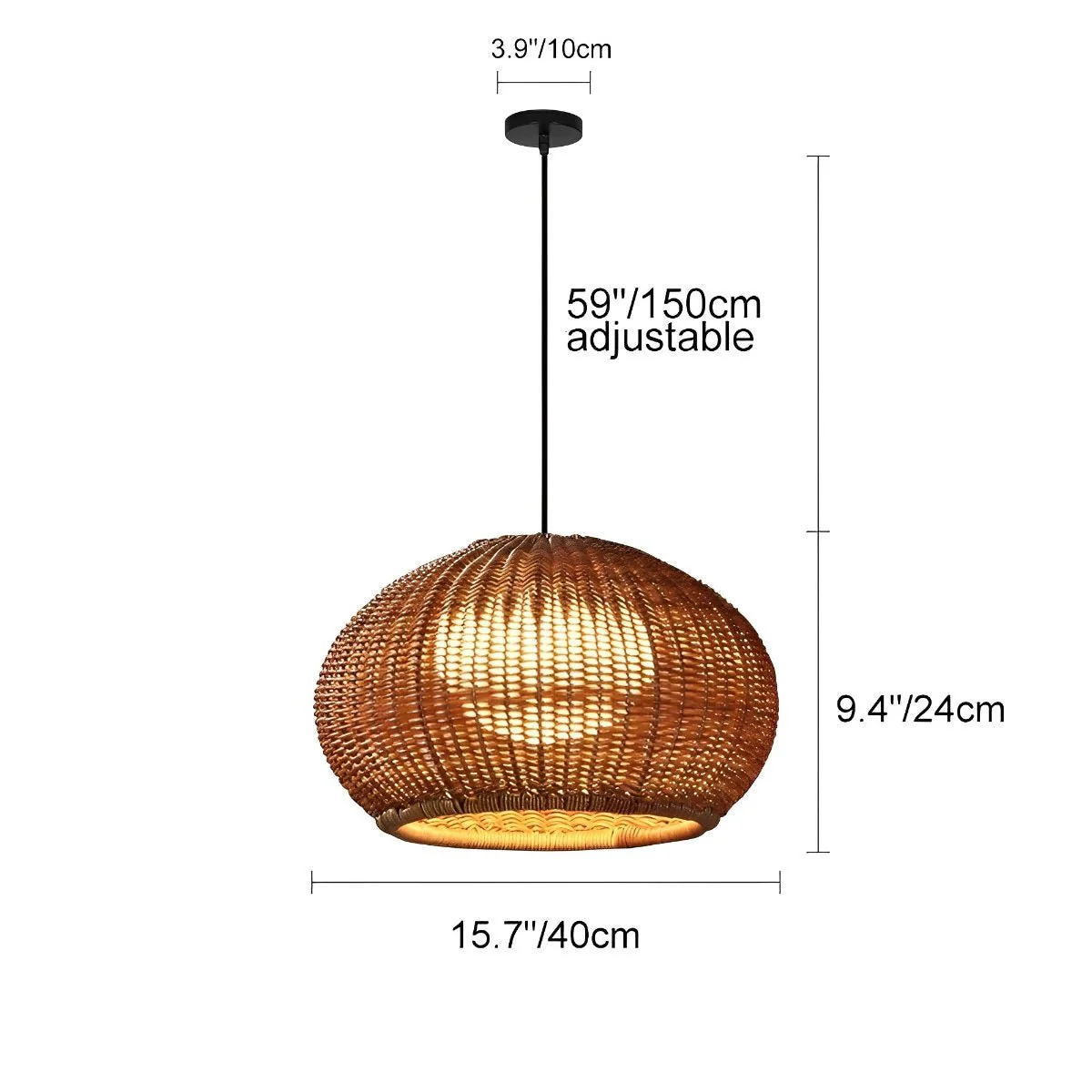 Outdoor Waterproof Oval Rattan Lanterns Pendant Lights - Image 13