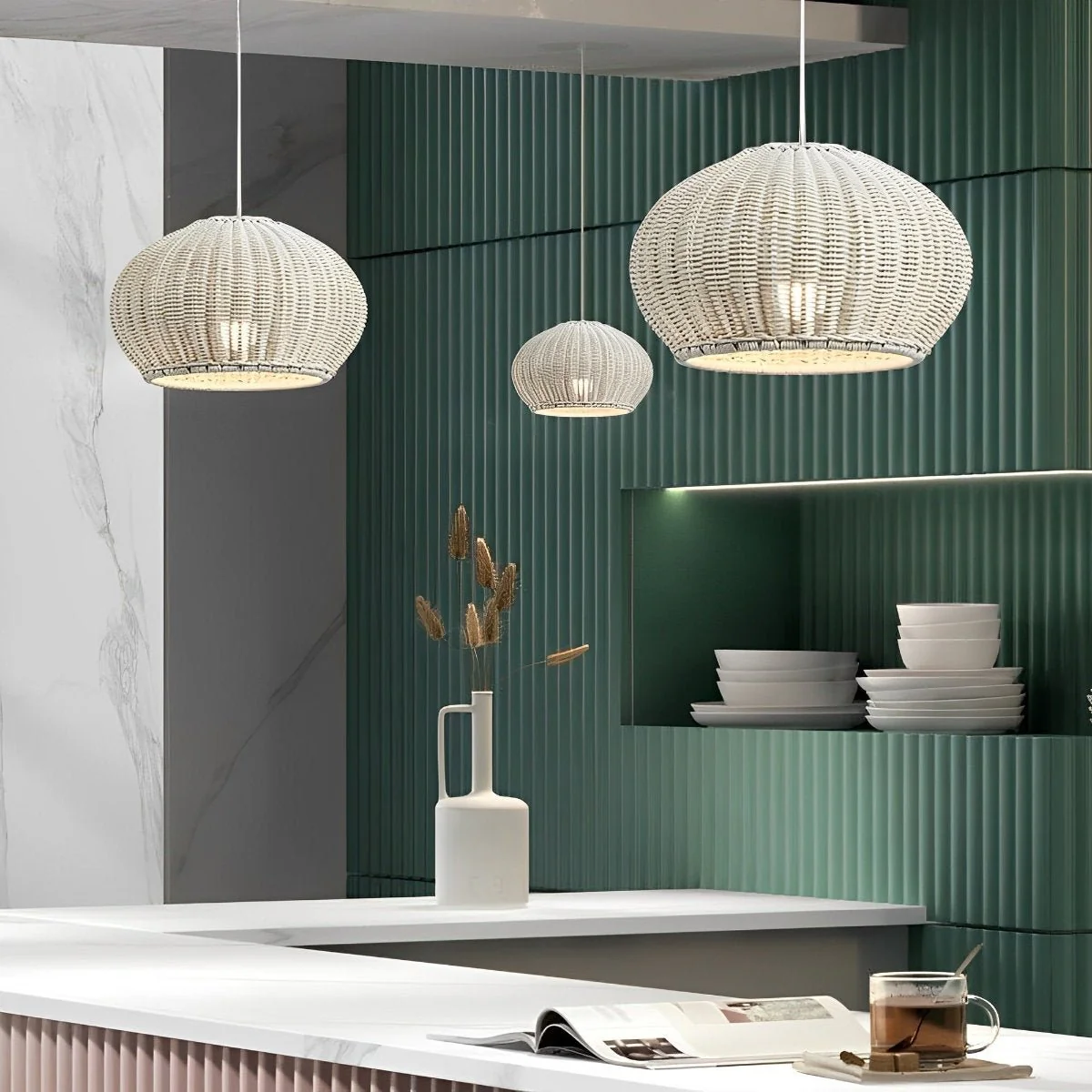 Outdoor Waterproof Oval Rattan Lanterns Pendant Lights - Image 4