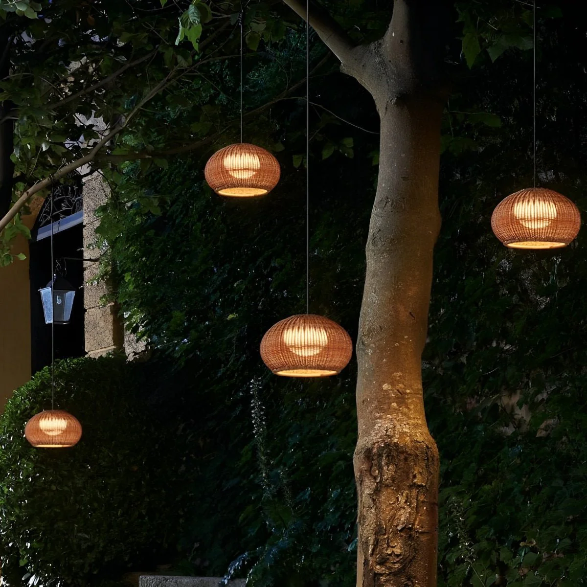 Outdoor Waterproof Oval Rattan Lanterns Pendant Lights - Image 7