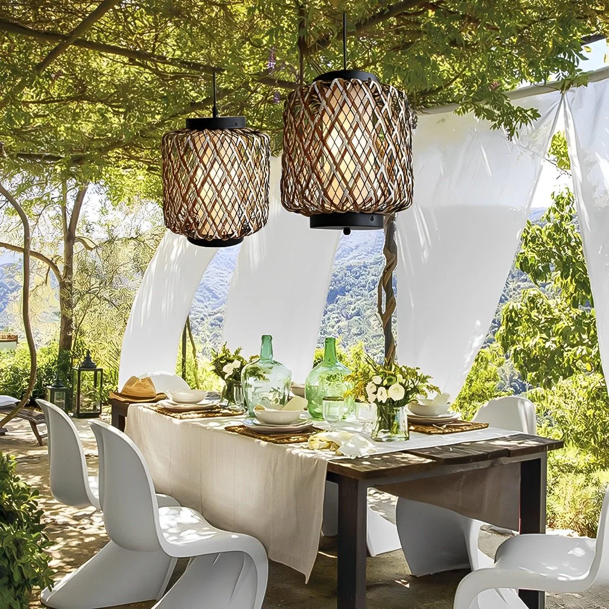 Outdoor Waterproof Rattan Hanging Lanterns Pendant Lights - Image 5