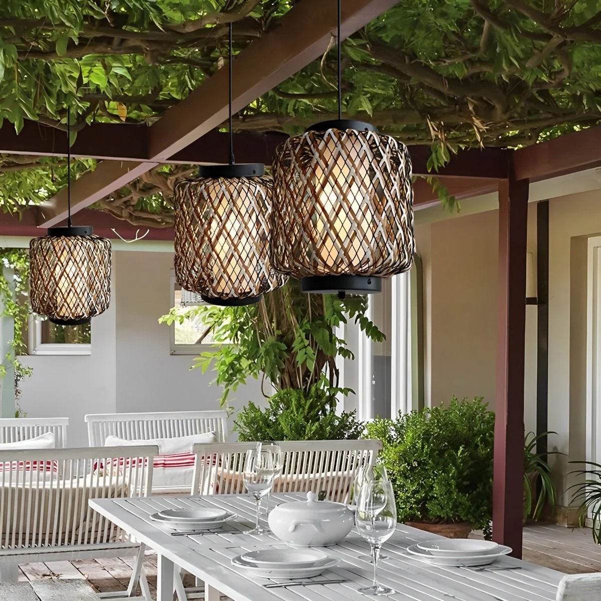 Outdoor Waterproof Rattan Hanging Lanterns Pendant Lights - Image 6