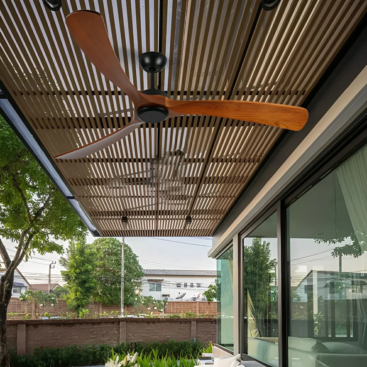Outdoor Waterproof Wood Reverse Ceiling Fan - Image 2