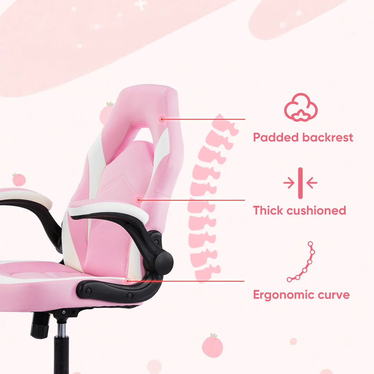 PU Leather Ergonomic Office Chair Swivel Computer Gaming Chair - Image 11