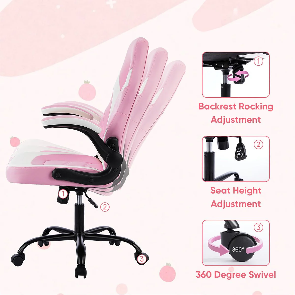 PU Leather Ergonomic Office Chair Swivel Computer Gaming Chair - Image 3